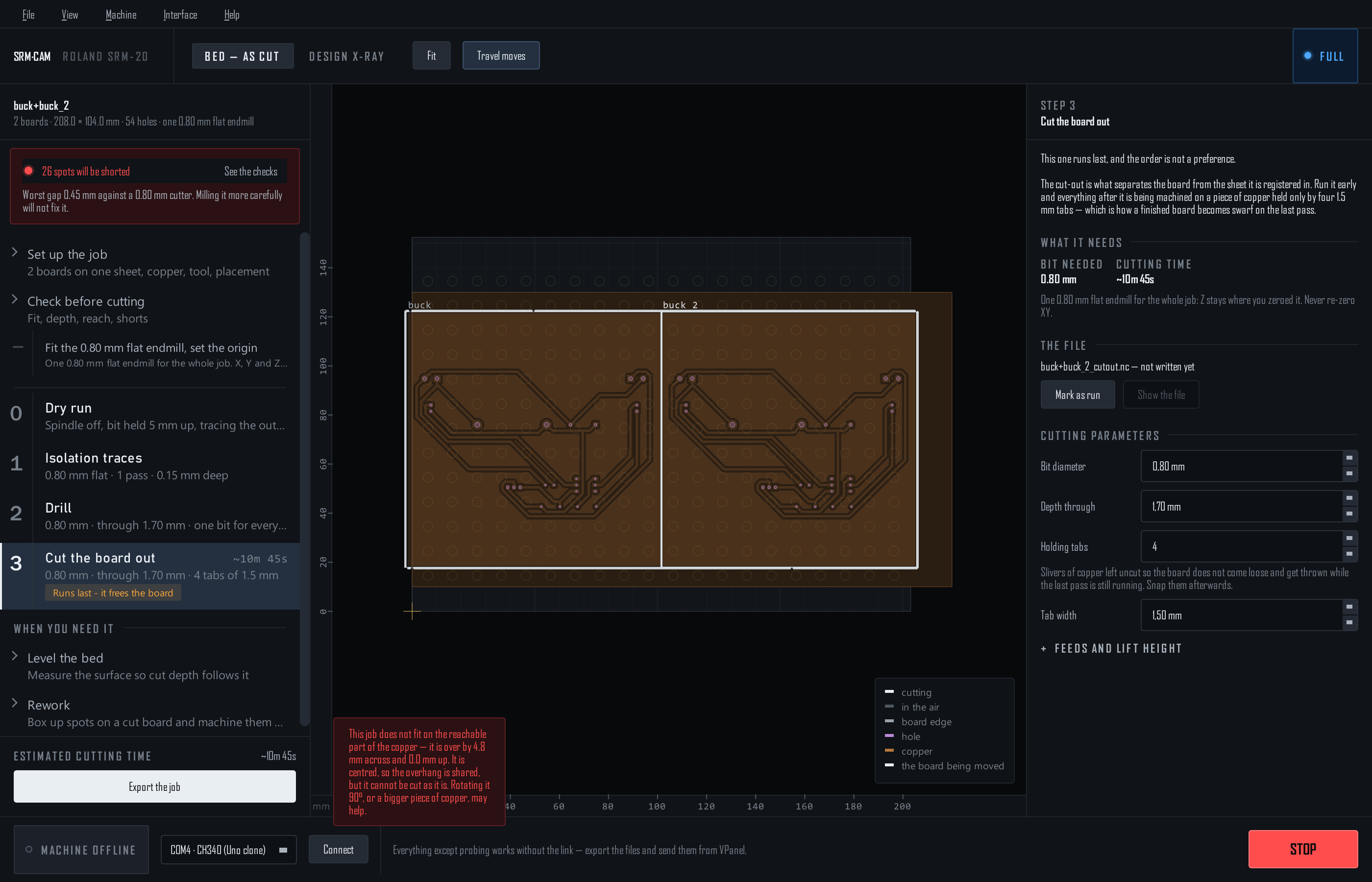 Two boards butted together on one sheet, with the shared cut between them
